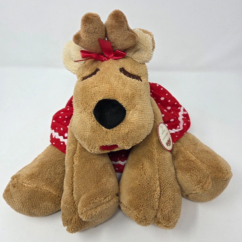 Hallmark Rhonda Reindeer Christmas Plush 10 inch Stuffed Animal Red Dress VTG